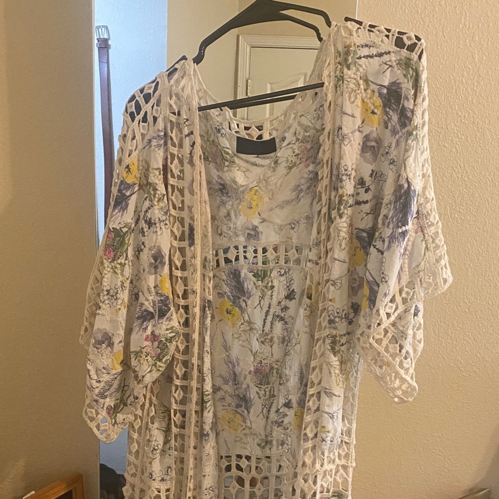 RACHEL Rachel Roy Floral Lace Top - White and Yellow